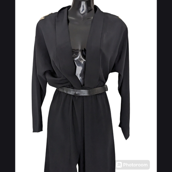 Black Jumpsuit with Cream Applique - Picture 3 of 5